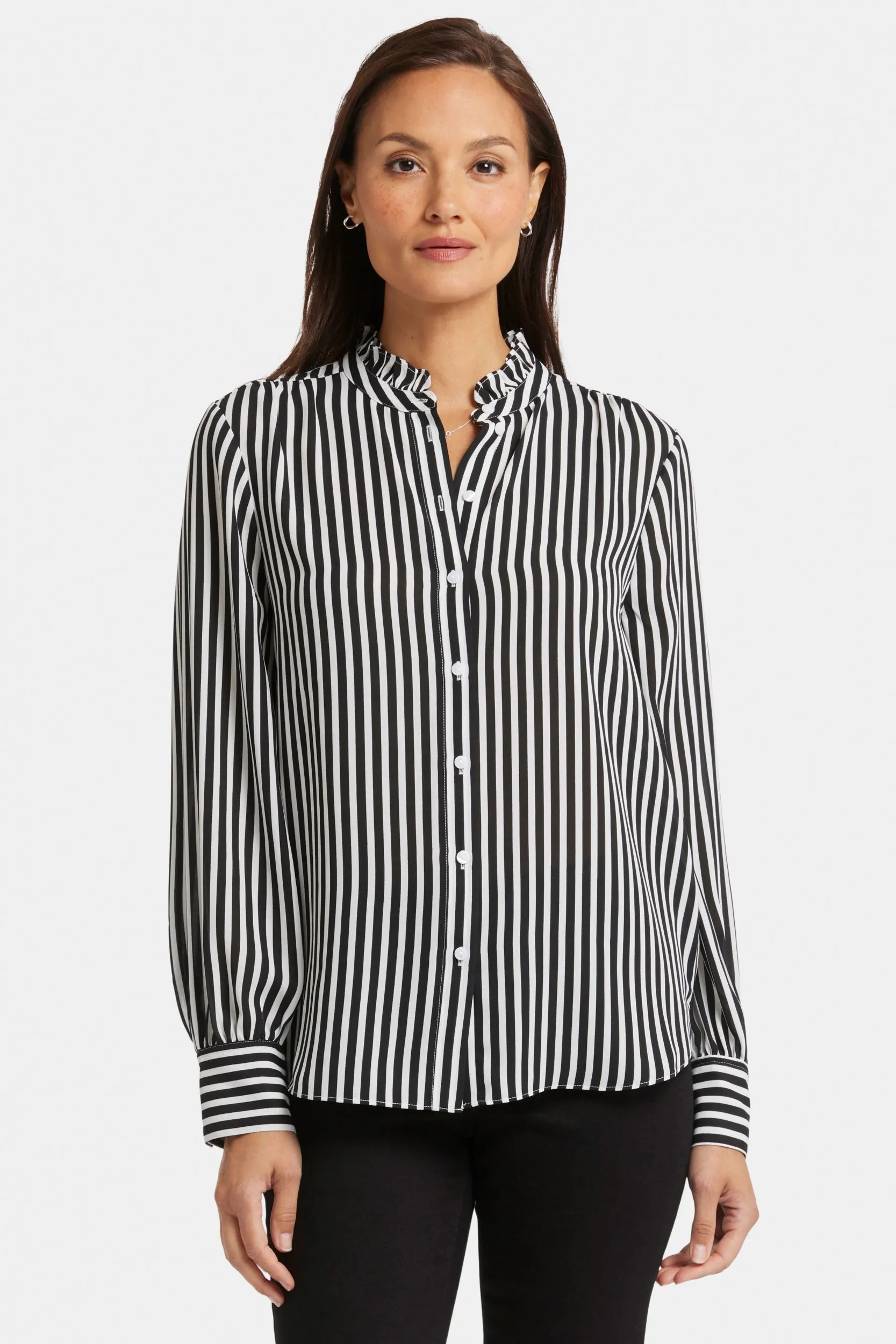 Ruffle Neck Blouse Striped | Citiscape