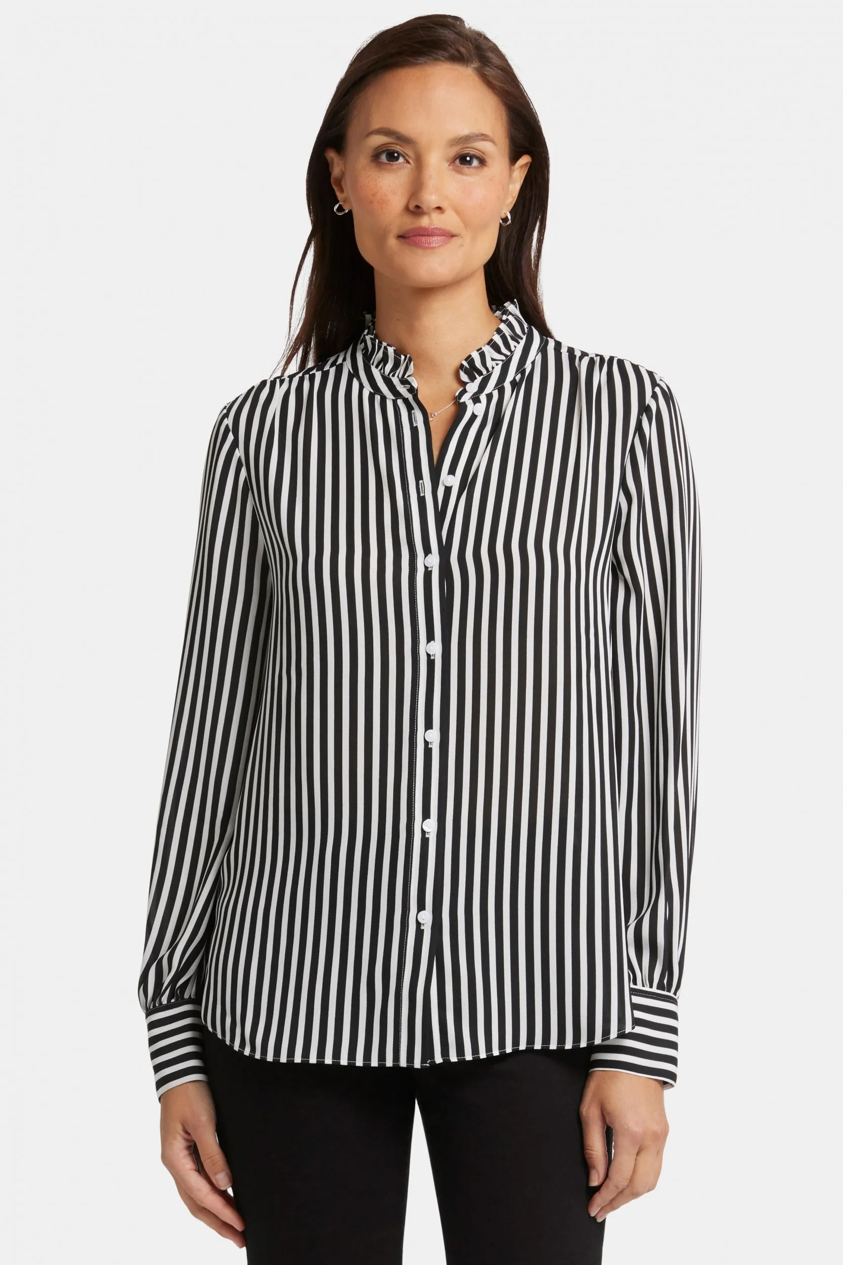 Ruffle Neck Blouse Striped | Citiscape