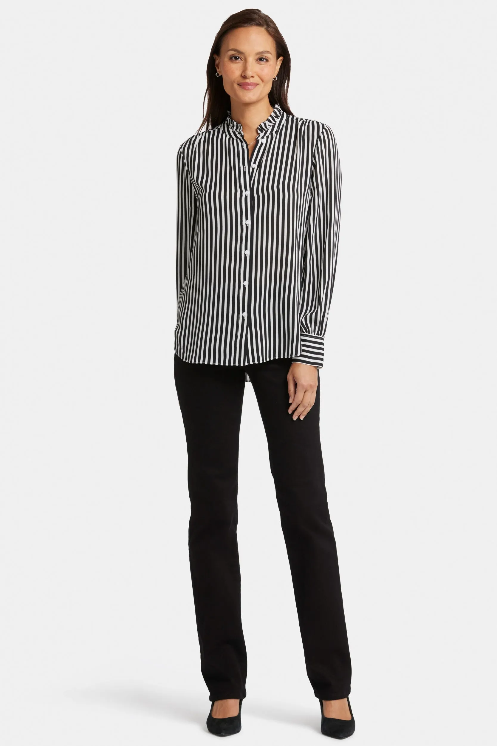 Ruffle Neck Blouse Striped | Citiscape