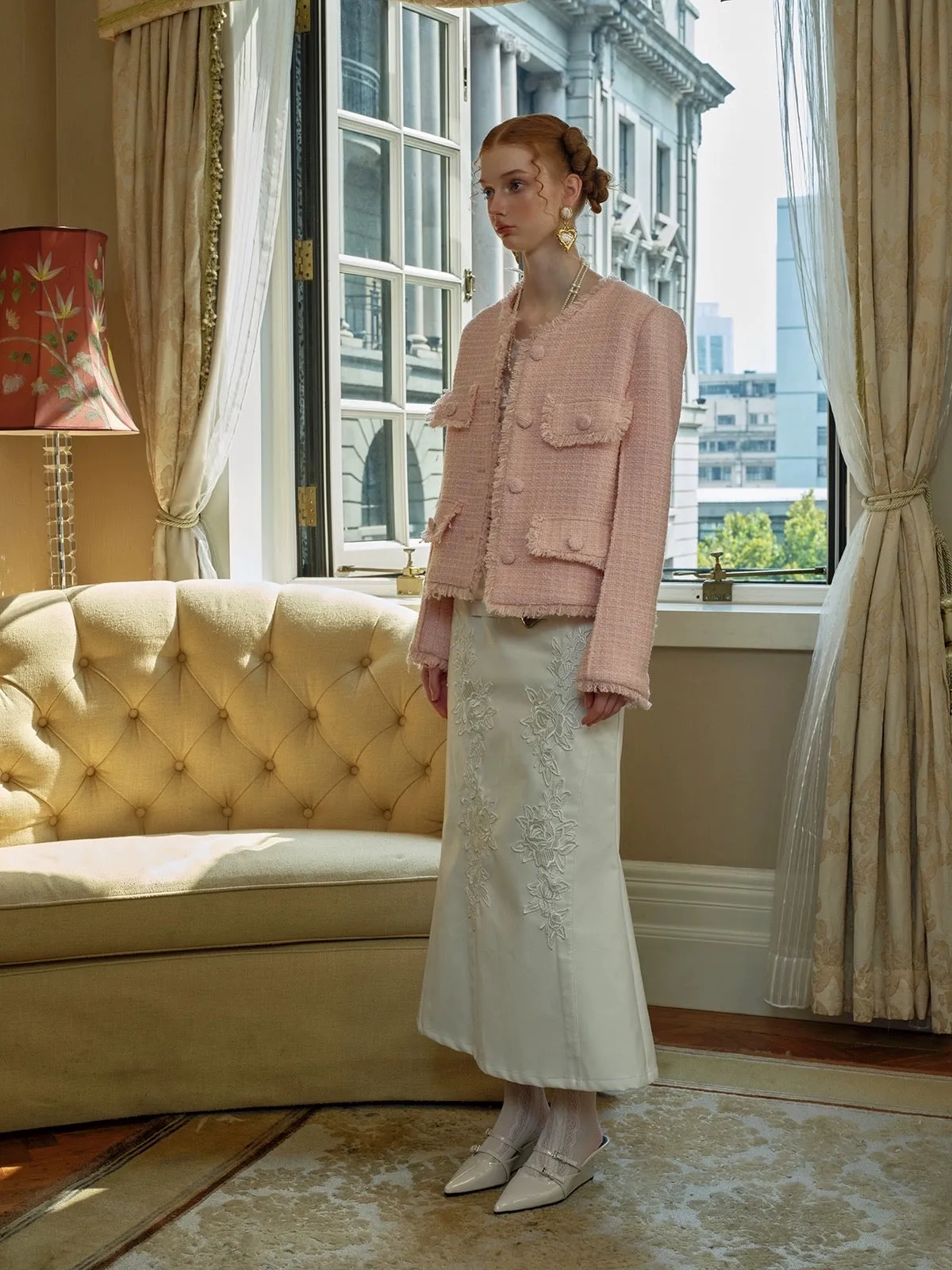 [SALE Sweden Warehouse] Embroidered Vintage White Court Skirt