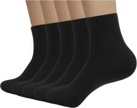 SERISIMPLE Viscose Bamboo Men's Breathable Quarter Thin Ankle High Socks - Comfort Cool Soft 5 Pairs