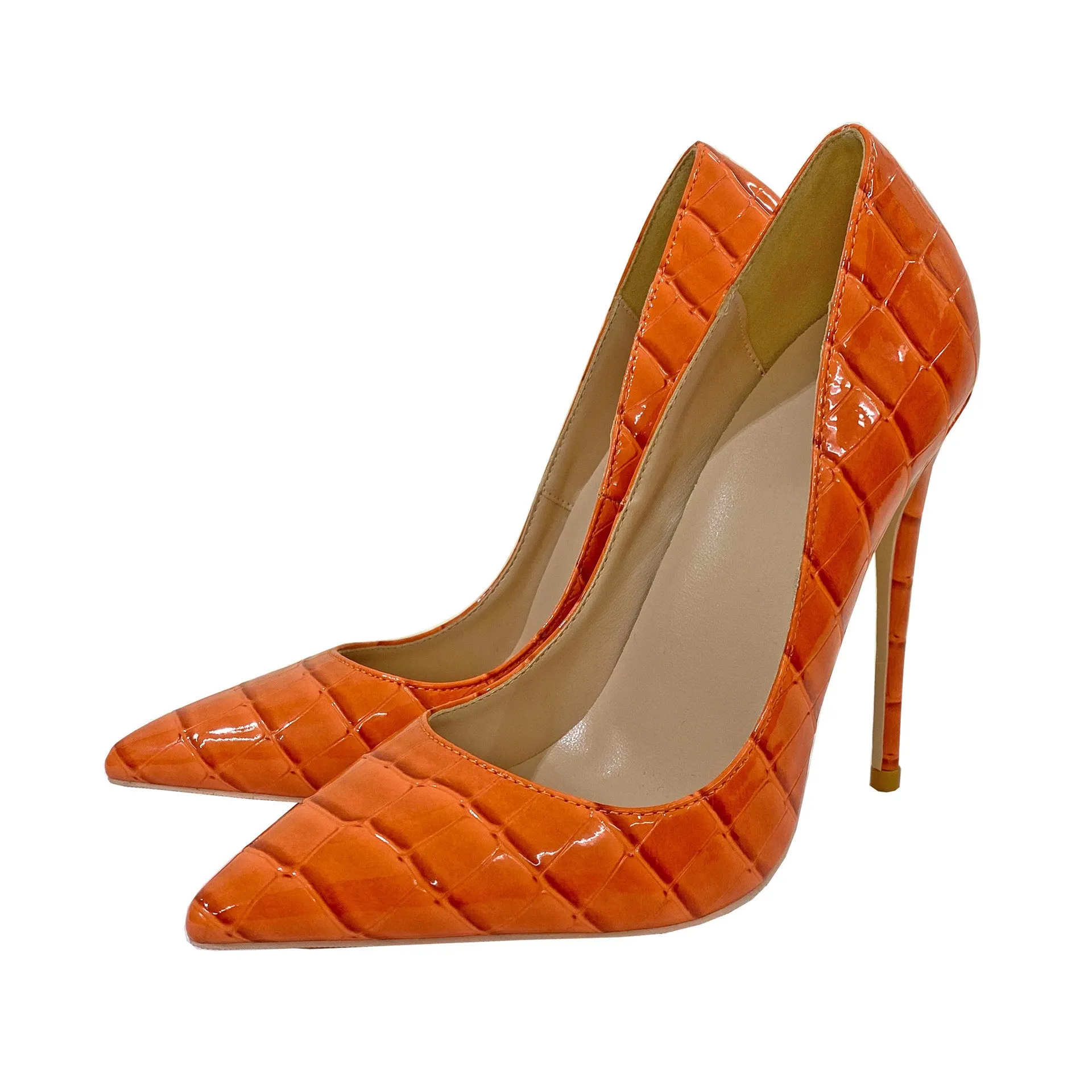 Serpentine Pointed Toe Stiletto High Heels – Low-Cut Snakeskin Pattern