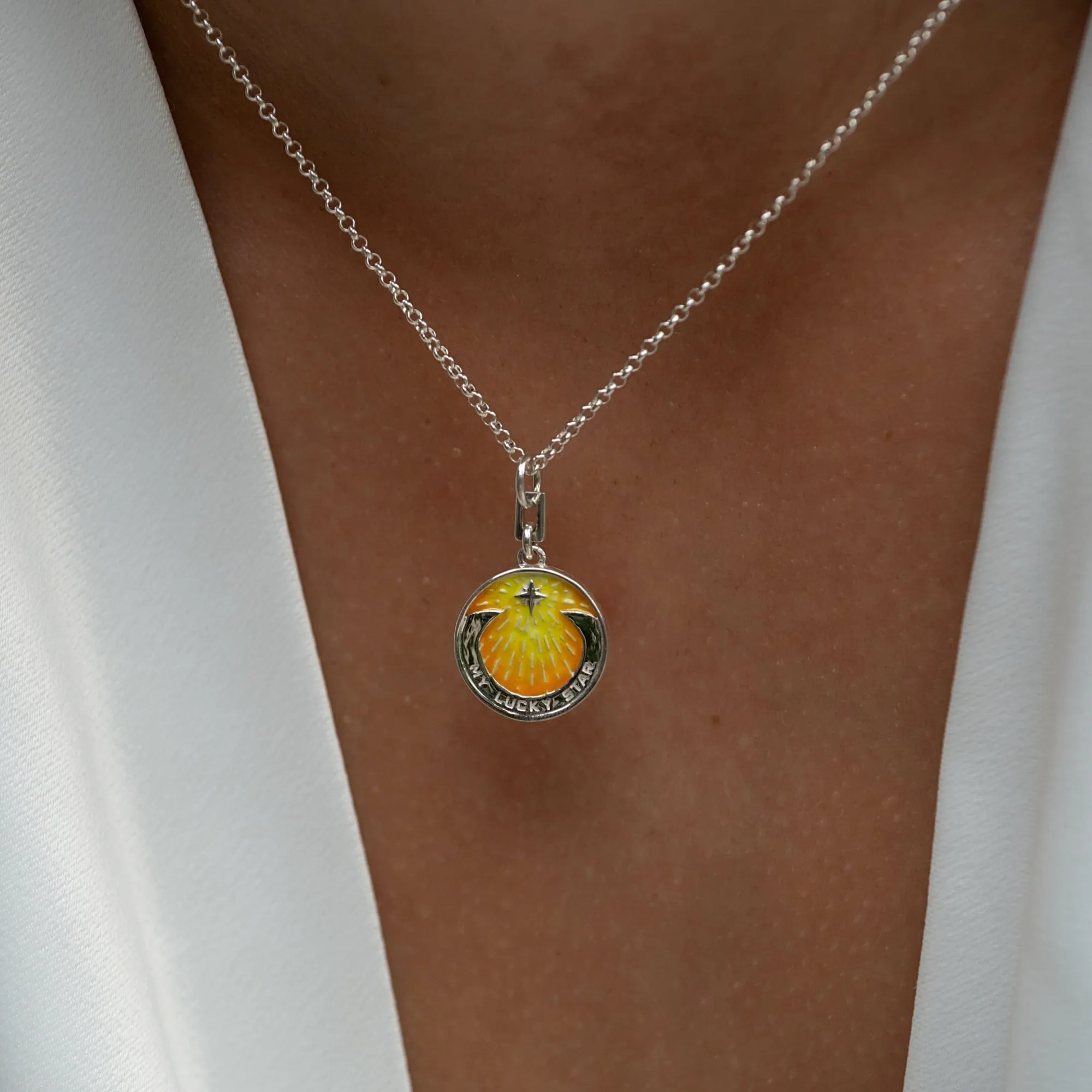 Silver My Lucky Star Yellow Coin Necklace