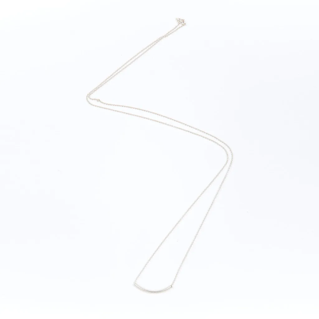 Silver Necklace with Thick curved Tube Bar