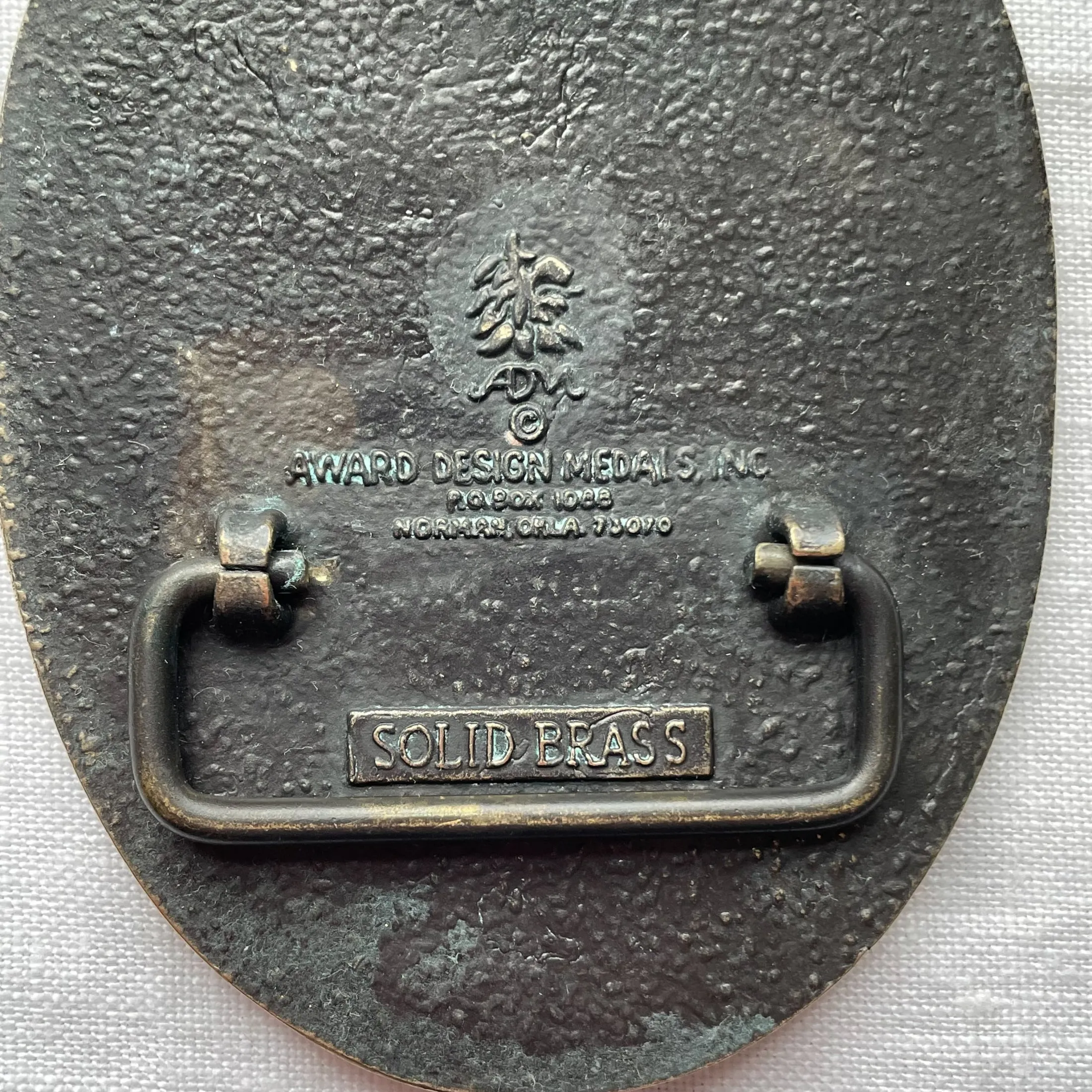 SOLD Large Vintage Solid Brass Etched Monogrammed K Belt Buckle