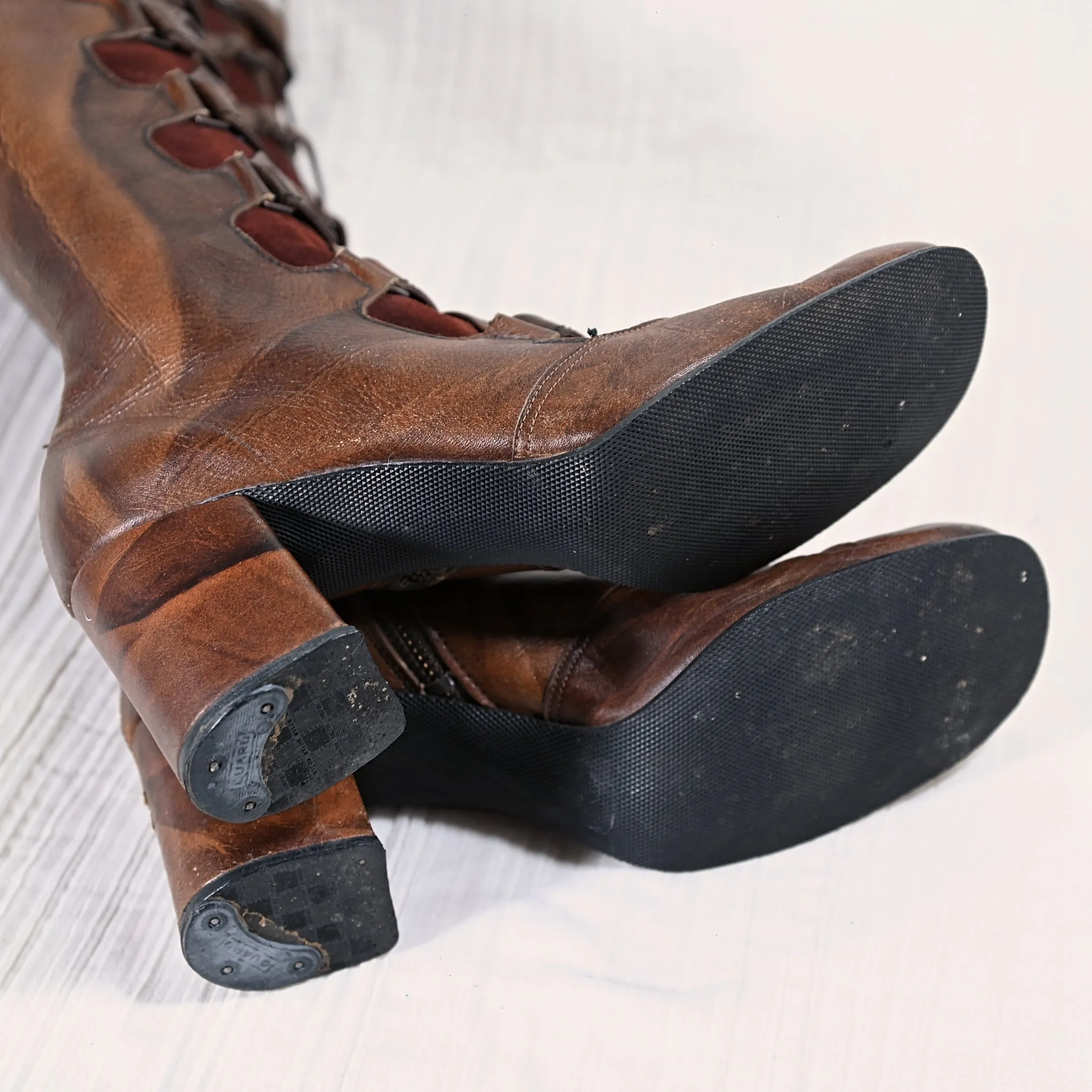 SOLD Sbicca Vintage 70s Lace Up Leather Boots, Granny Campus Packer Boots 8 1/2
