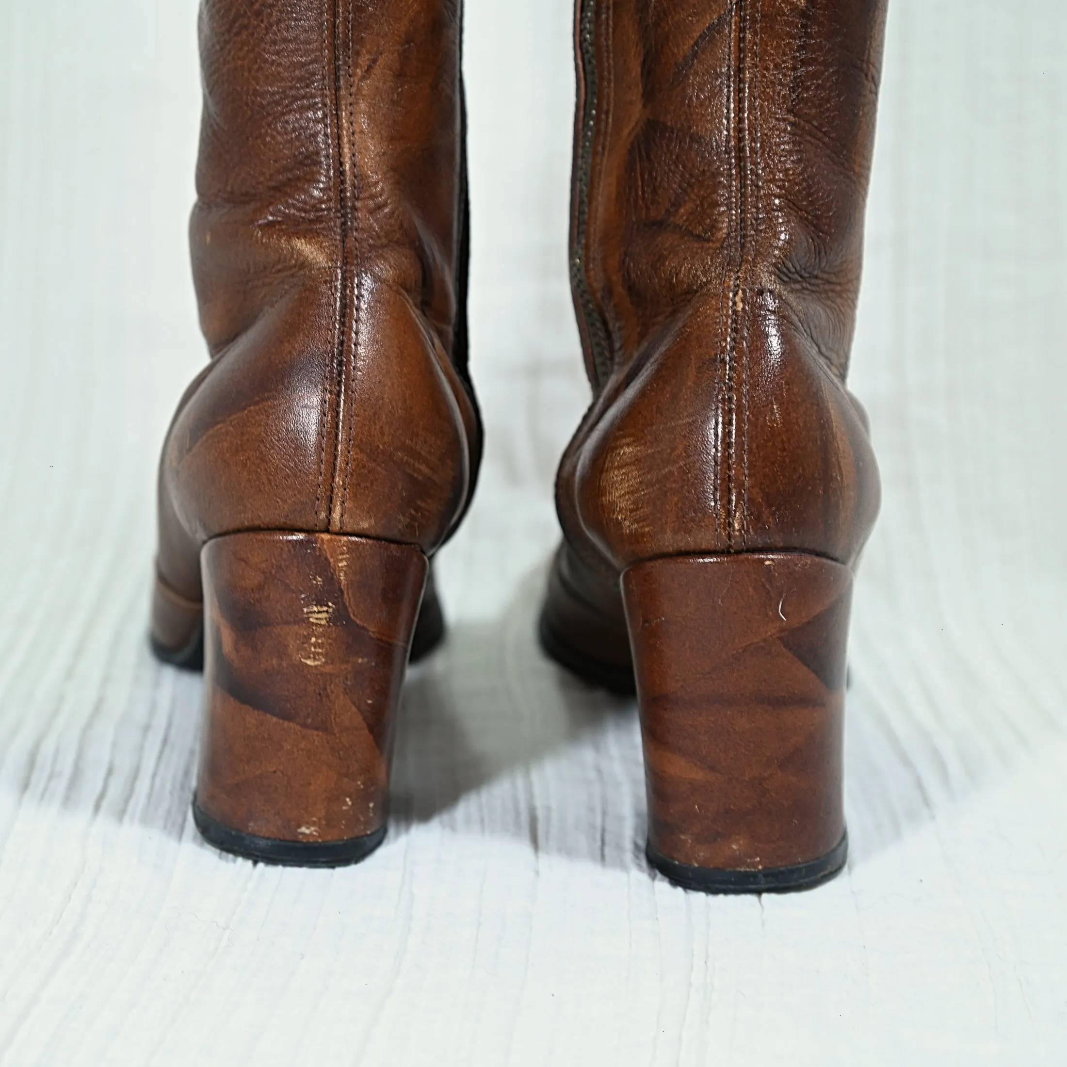 SOLD Sbicca Vintage 70s Lace Up Leather Boots, Granny Campus Packer Boots 8 1/2