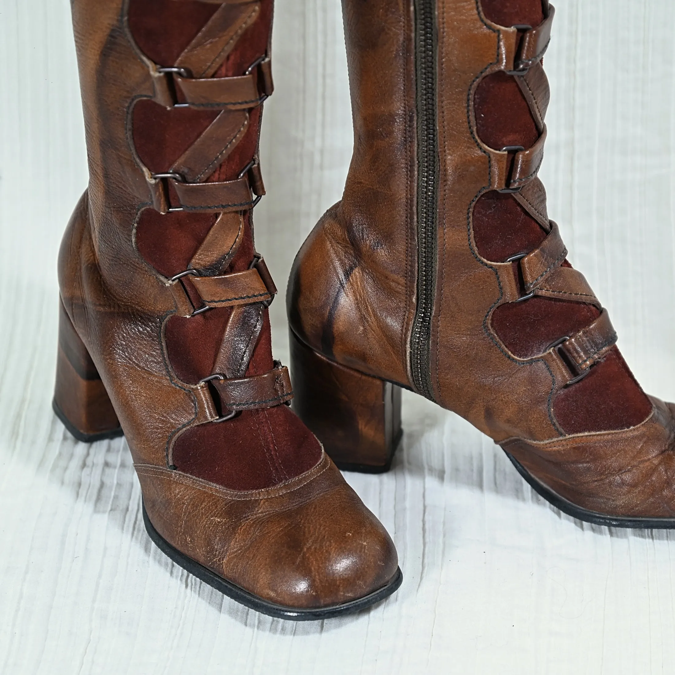 SOLD Sbicca Vintage 70s Lace Up Leather Boots, Granny Campus Packer Boots 8 1/2