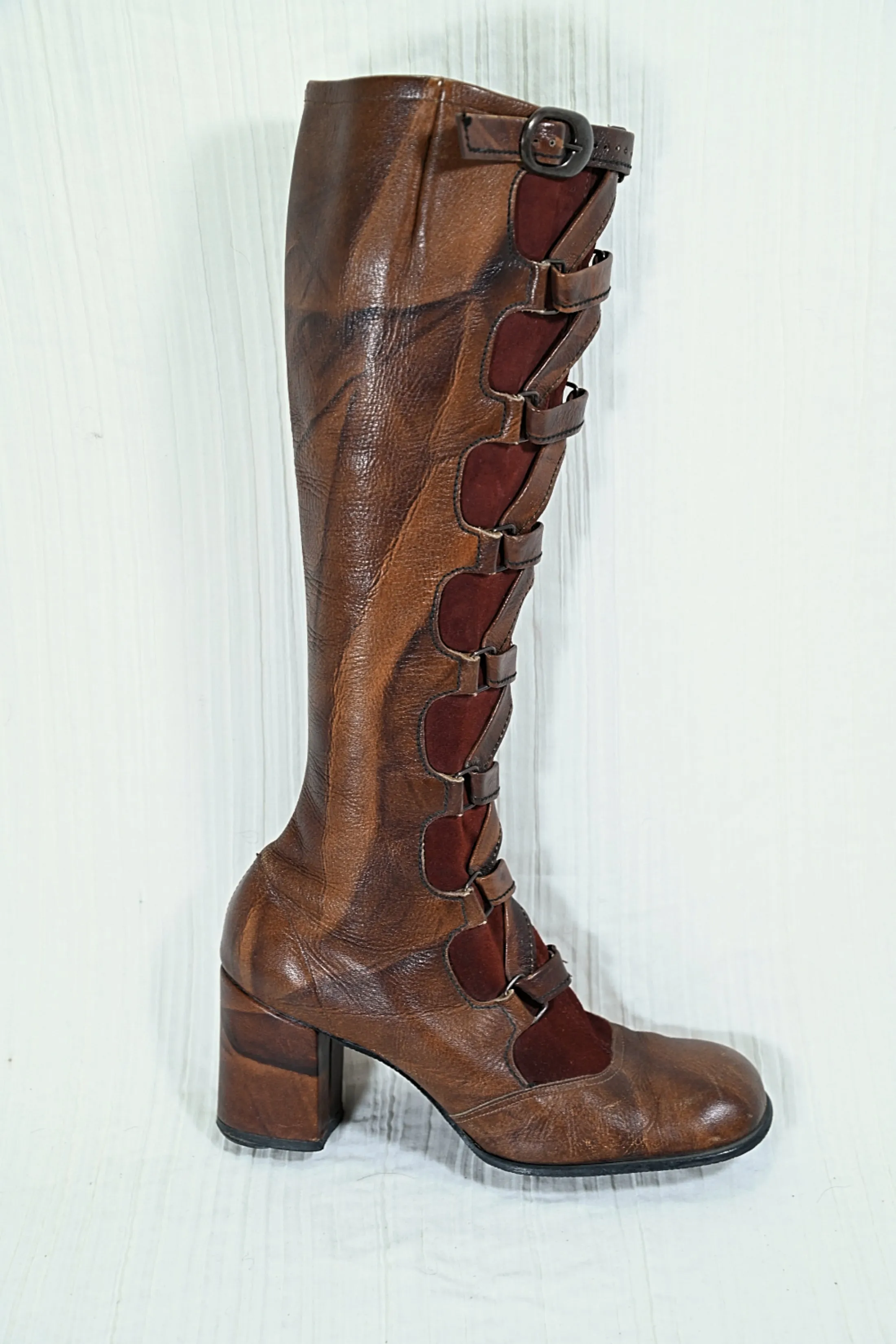 SOLD Sbicca Vintage 70s Lace Up Leather Boots, Granny Campus Packer Boots 8 1/2