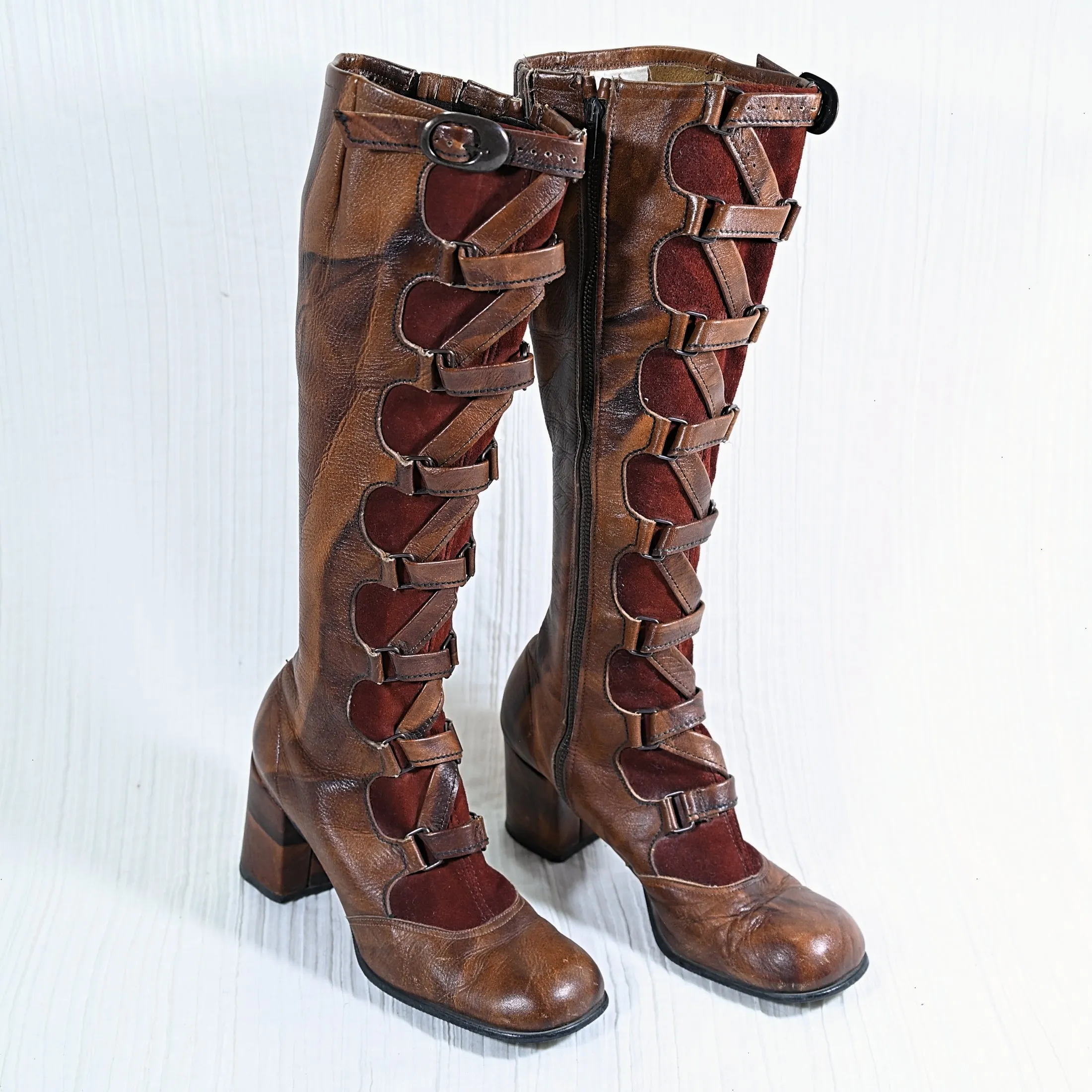 SOLD Sbicca Vintage 70s Lace Up Leather Boots, Granny Campus Packer Boots 8 1/2