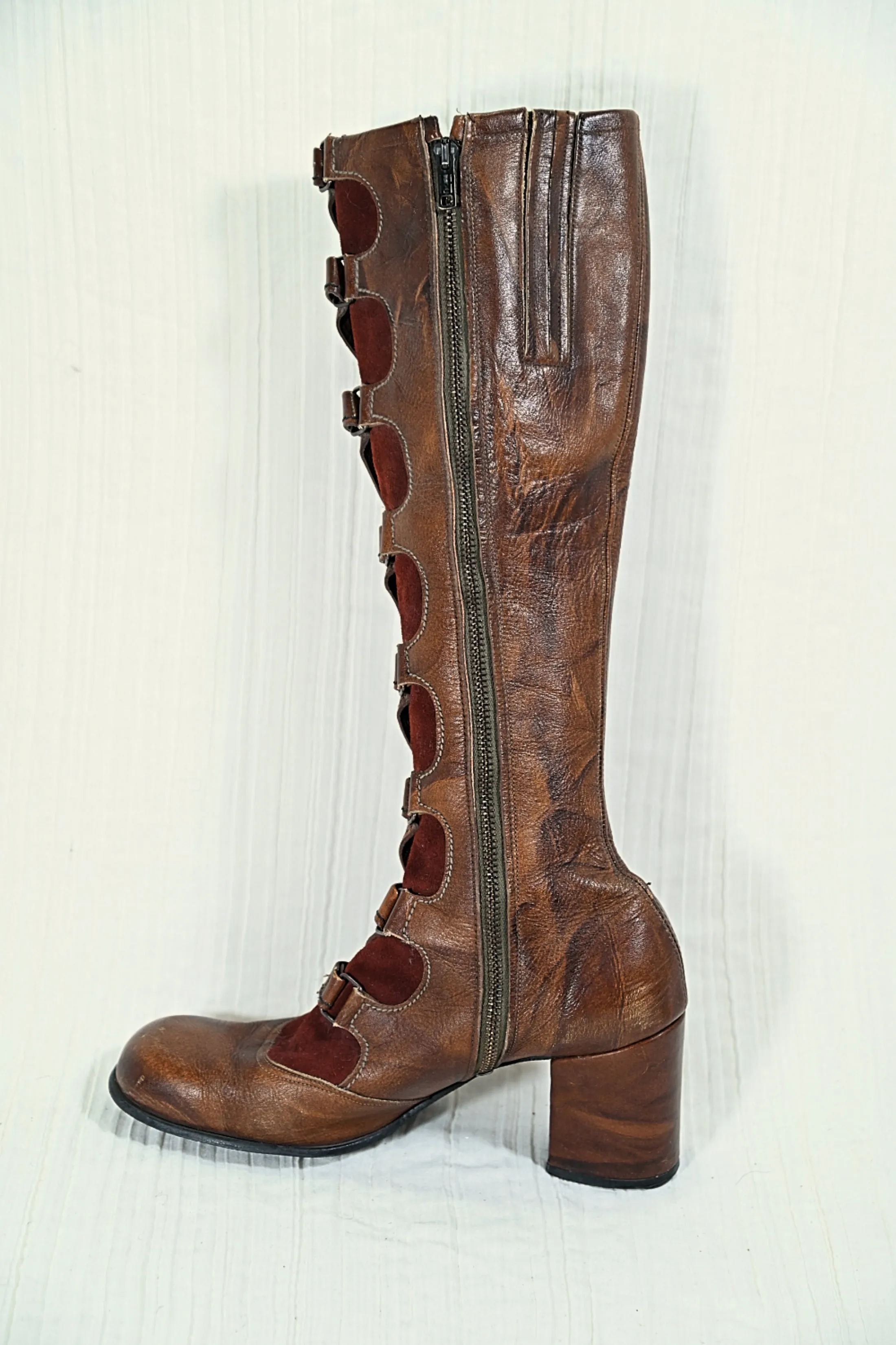 SOLD Sbicca Vintage 70s Lace Up Leather Boots, Granny Campus Packer Boots 8 1/2