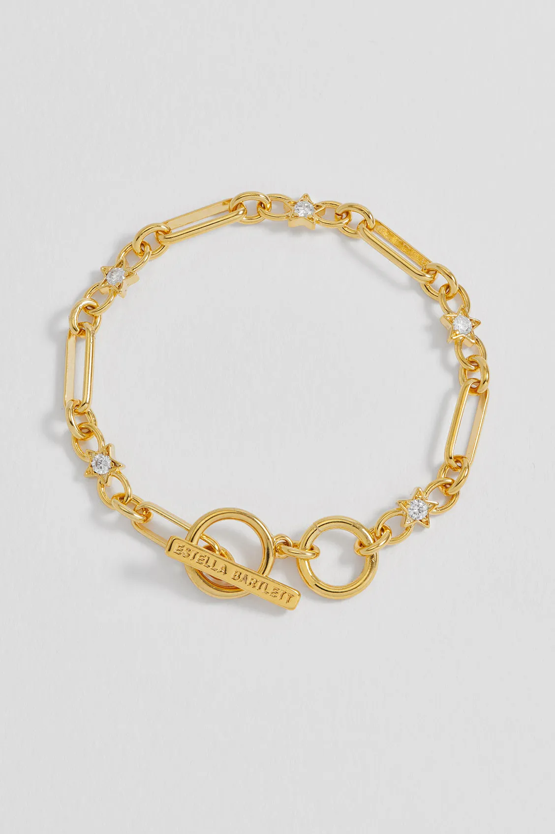 Star-Studded Paperclip Link T-Bar Bracelet