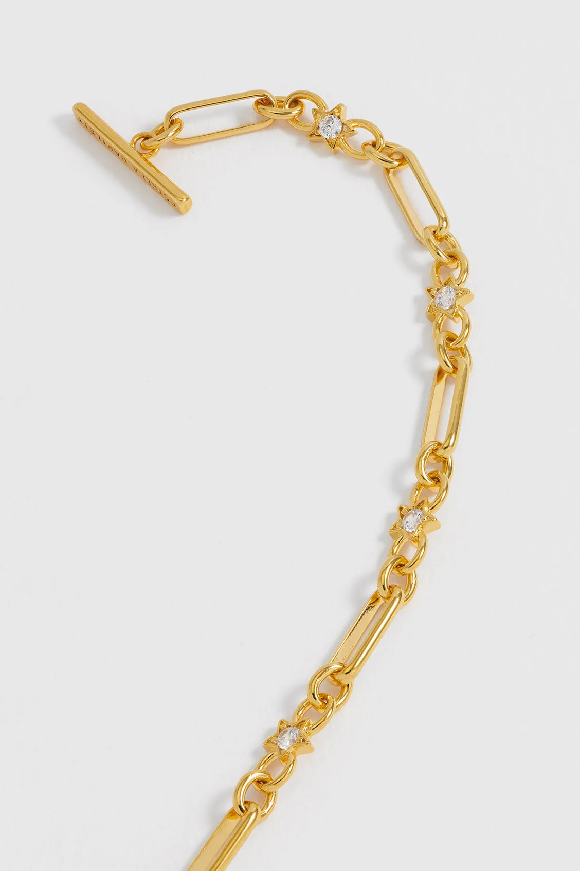 Star-Studded Paperclip Link T-Bar Bracelet