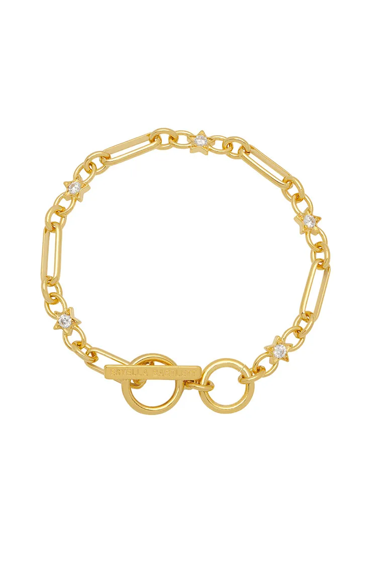 Star-Studded Paperclip Link T-Bar Bracelet