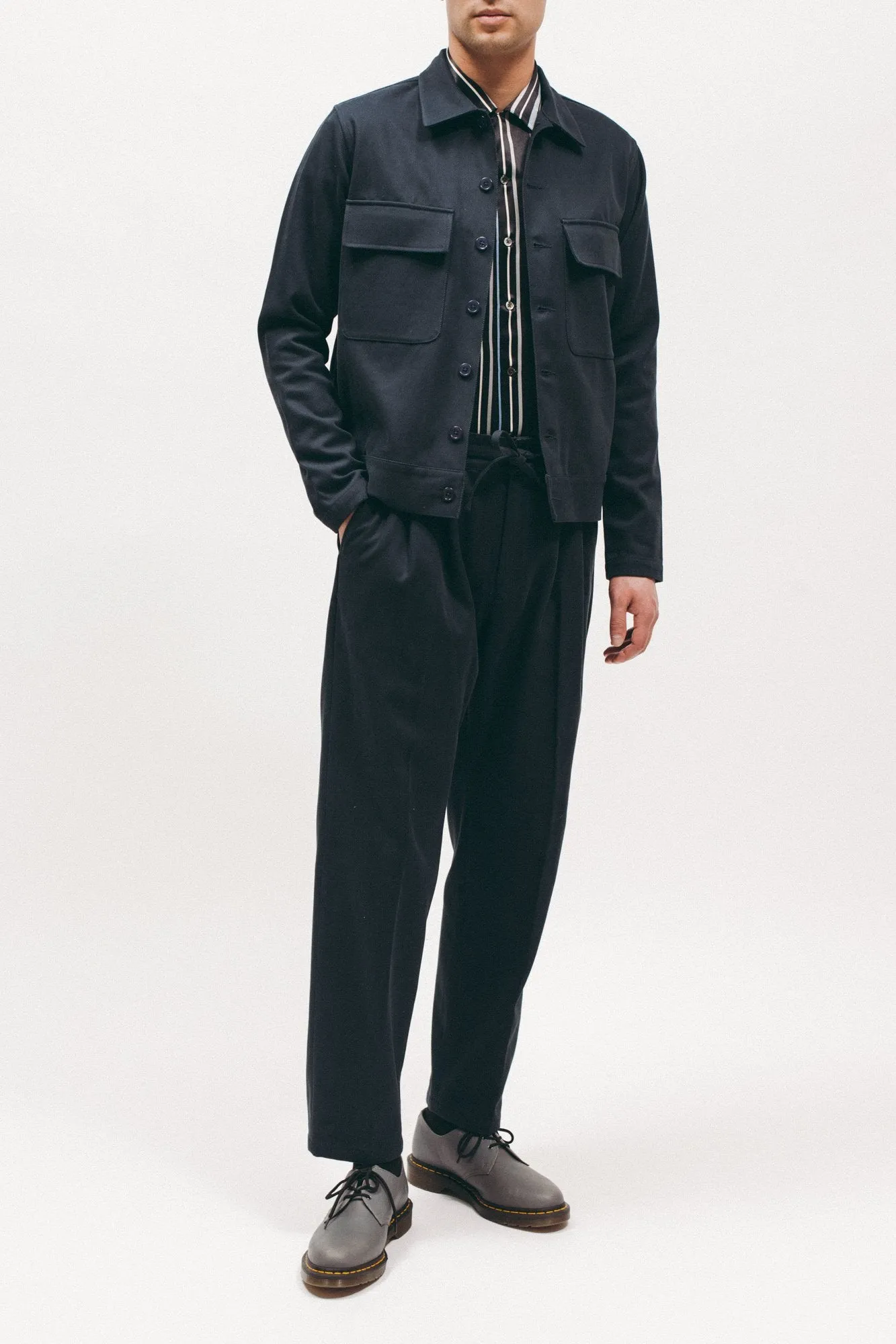 Stripe Rayon Shirt - Black