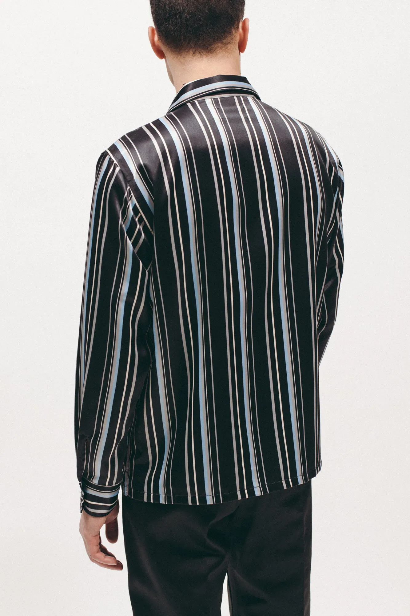Stripe Rayon Shirt - Black