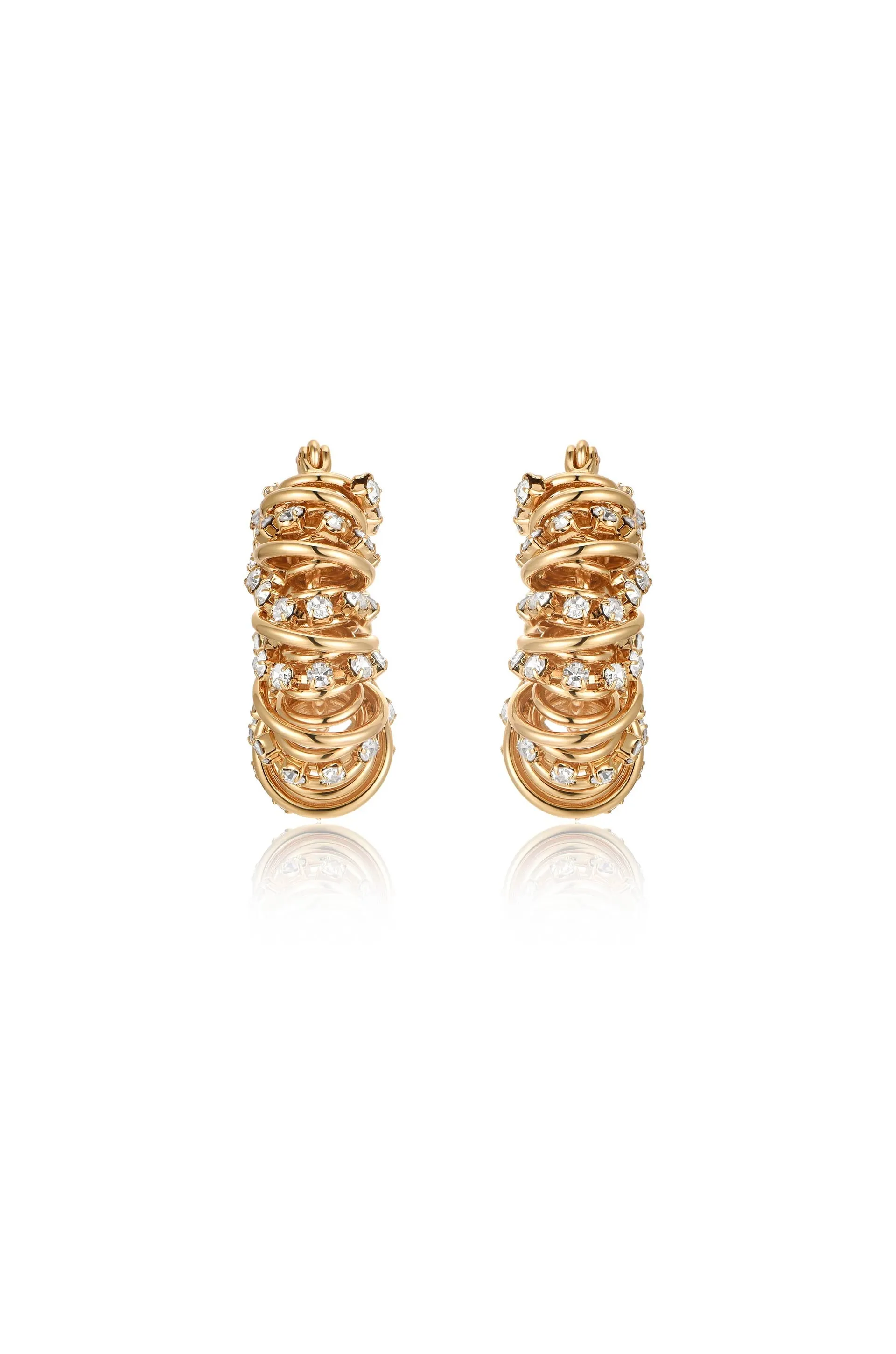 Swirling Crystal Cluster Hoop Earrings