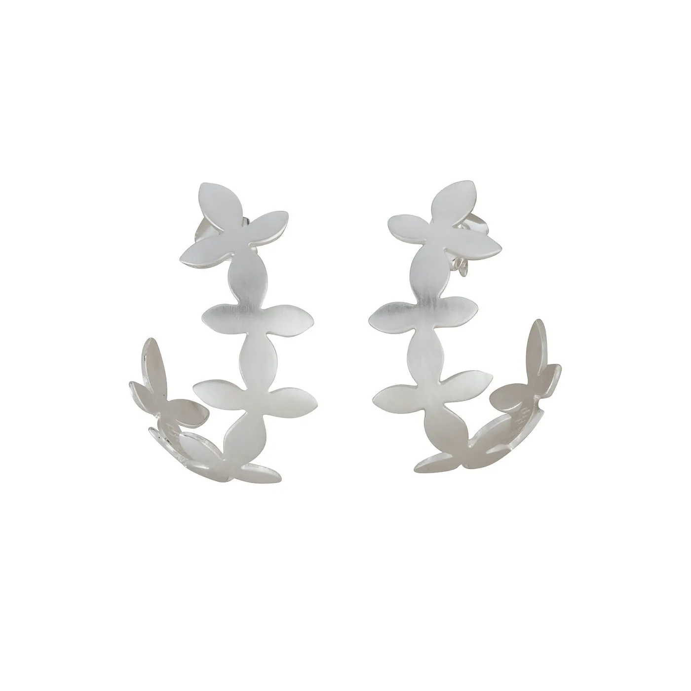 Thanaka Leaf Hoop Studs – Silver