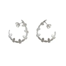 Thanaka Leaf Hoop Studs – Silver
