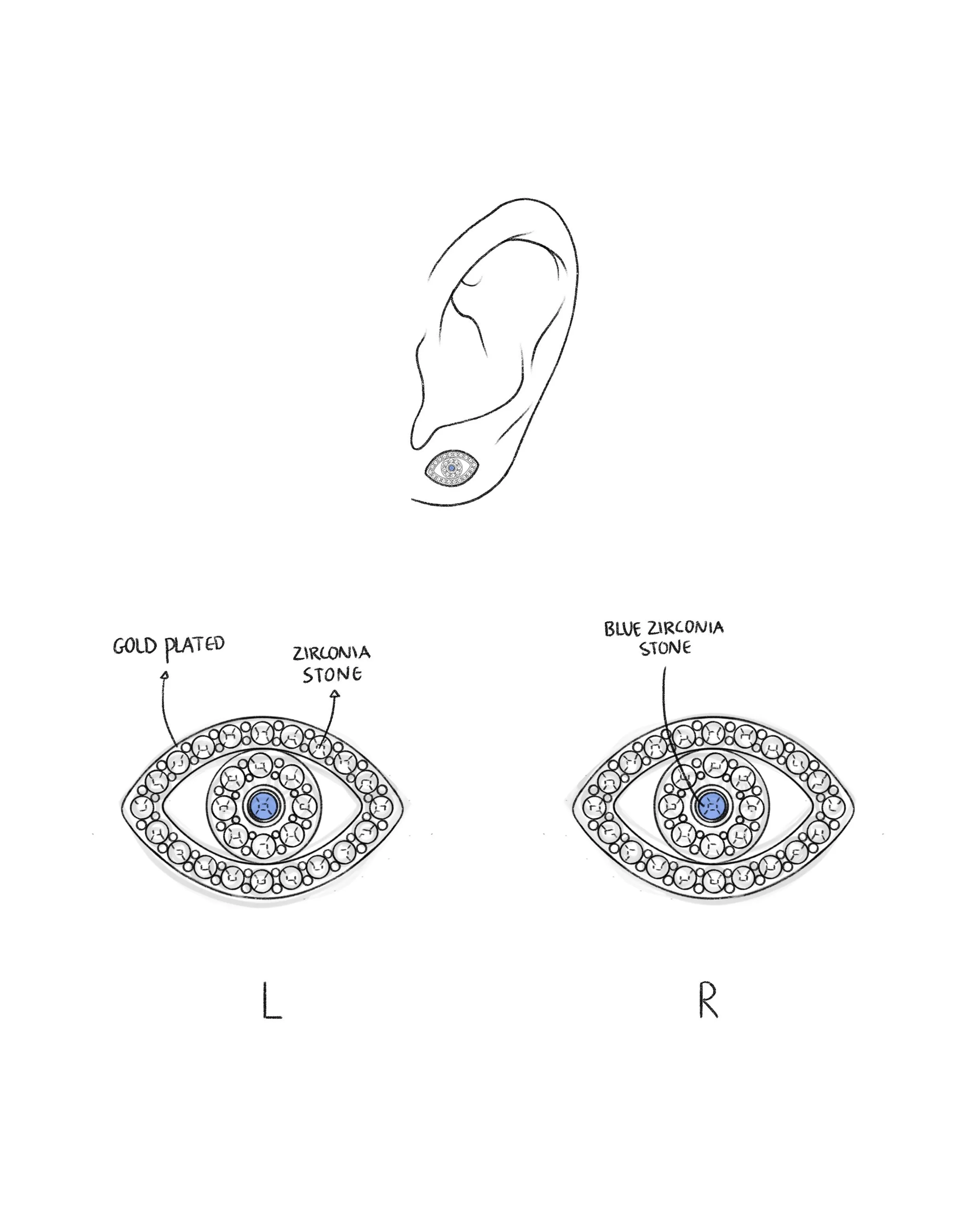 The Evil Eye studs - gold plated