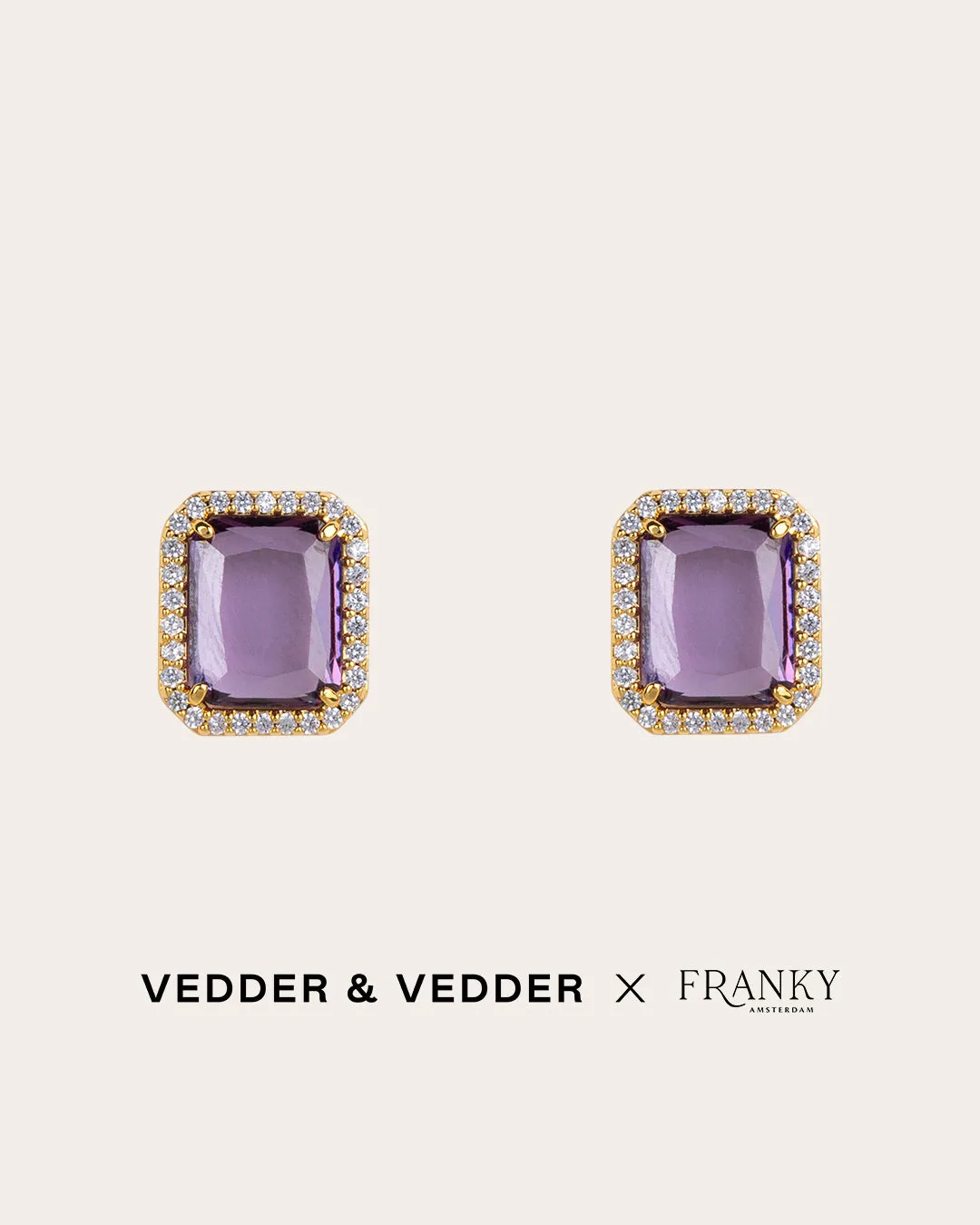 The Fearless studs - amethyst color