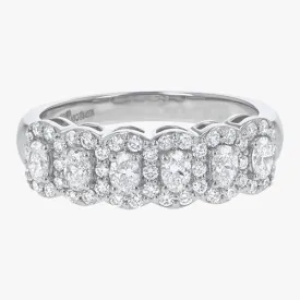 The Oval Diamond Halo Half Band Ring