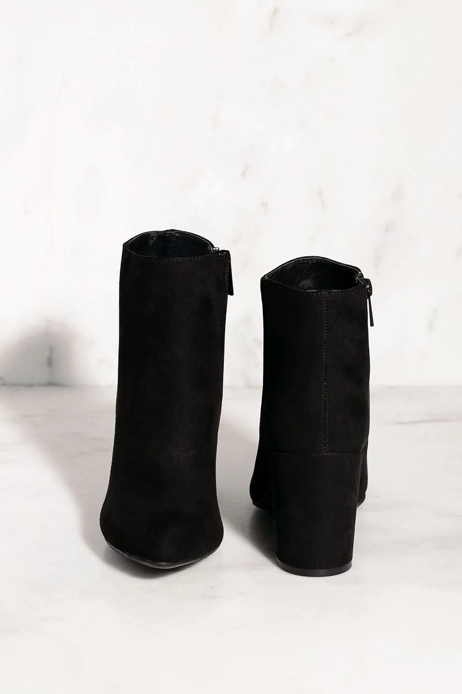 Trick Shot Black Vegan Suede Booties
