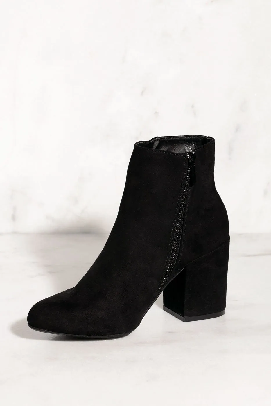 Trick Shot Black Vegan Suede Booties