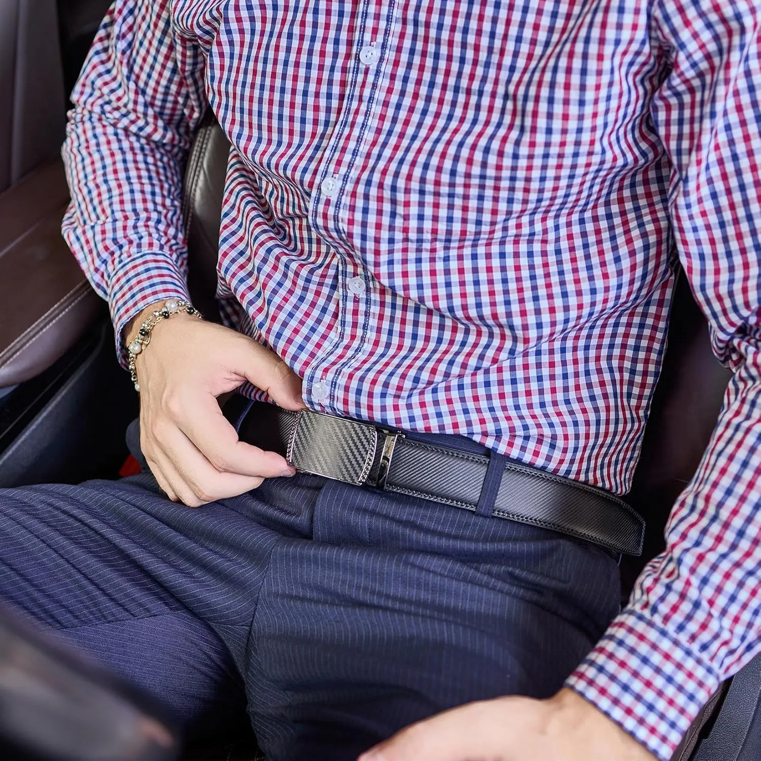 VATAN Men's Belt Leather Ratchet Belt for Men Dress Casual Every Day with Adjustable Buckle, Trim to Fit