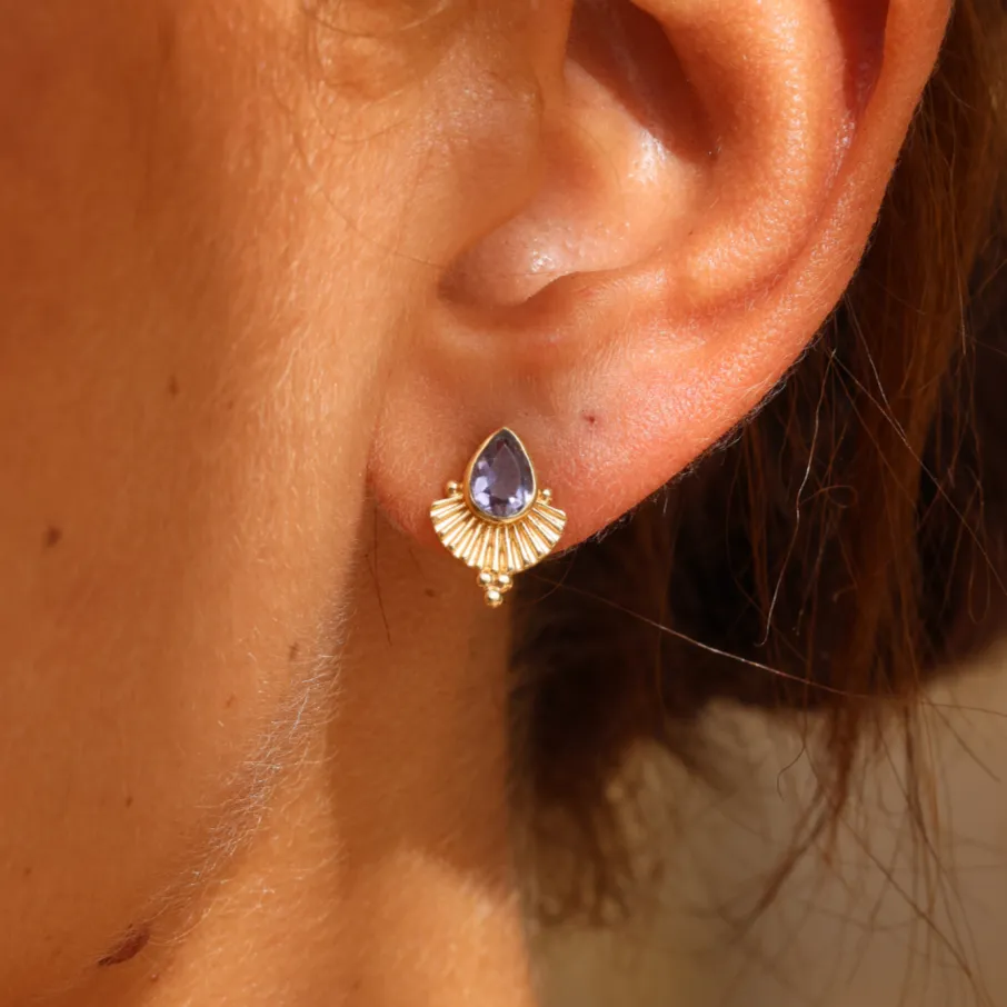 Venus Iolite Gold Earrings
