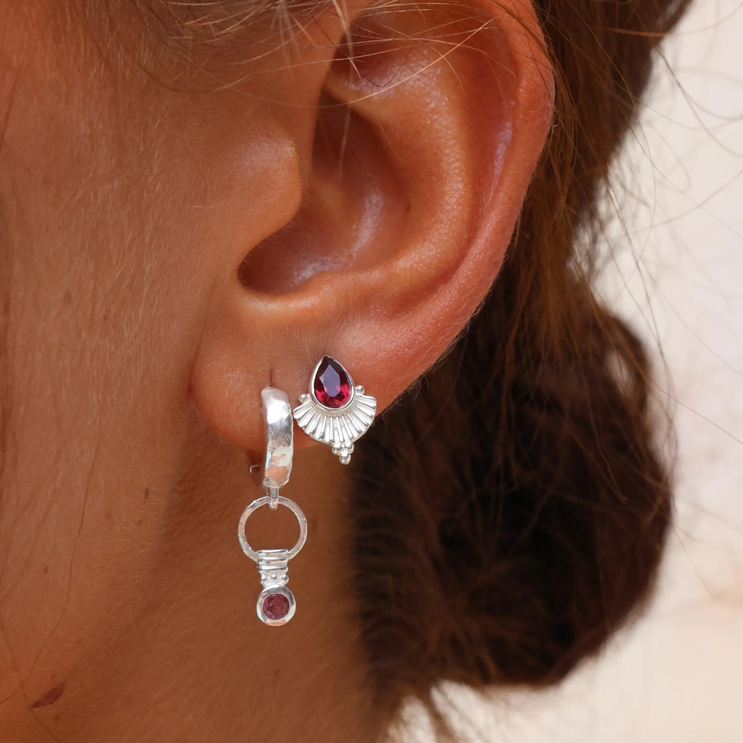 Venus Rhodolite Silver Earrings