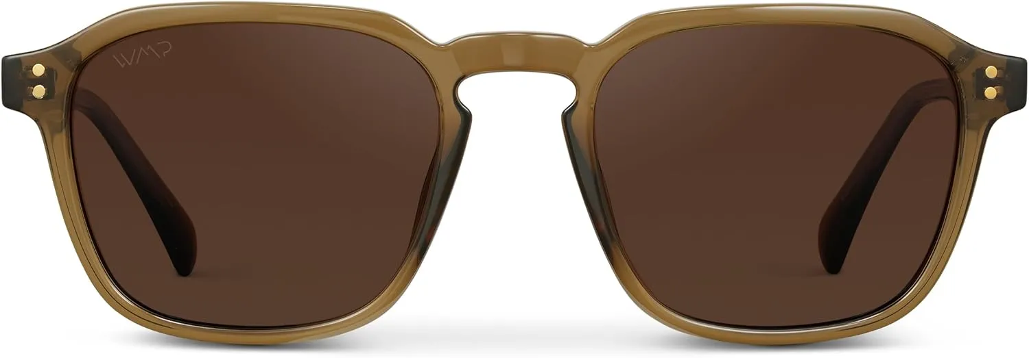 WMP Eyewear - Men's Polarized Square Sunglasses, Wide Fit: Modern Retro Style with Unique Color Combos