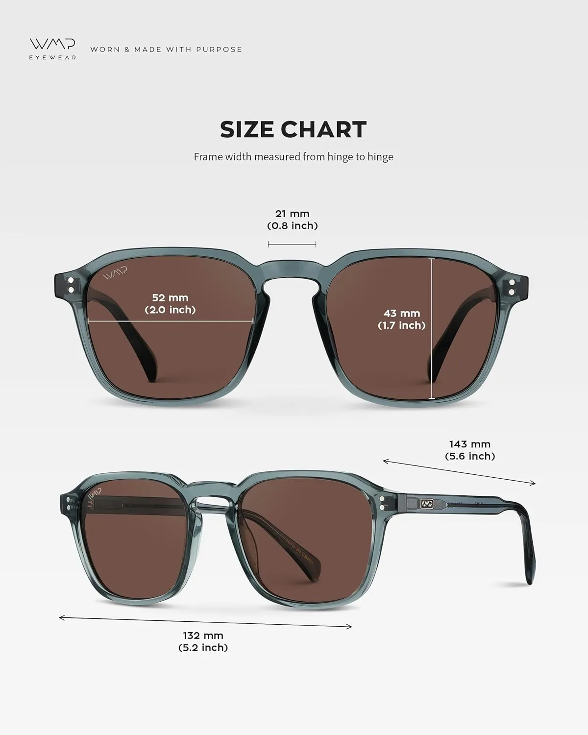 WMP Eyewear - Men's Polarized Square Sunglasses, Wide Fit: Modern Retro Style with Unique Color Combos