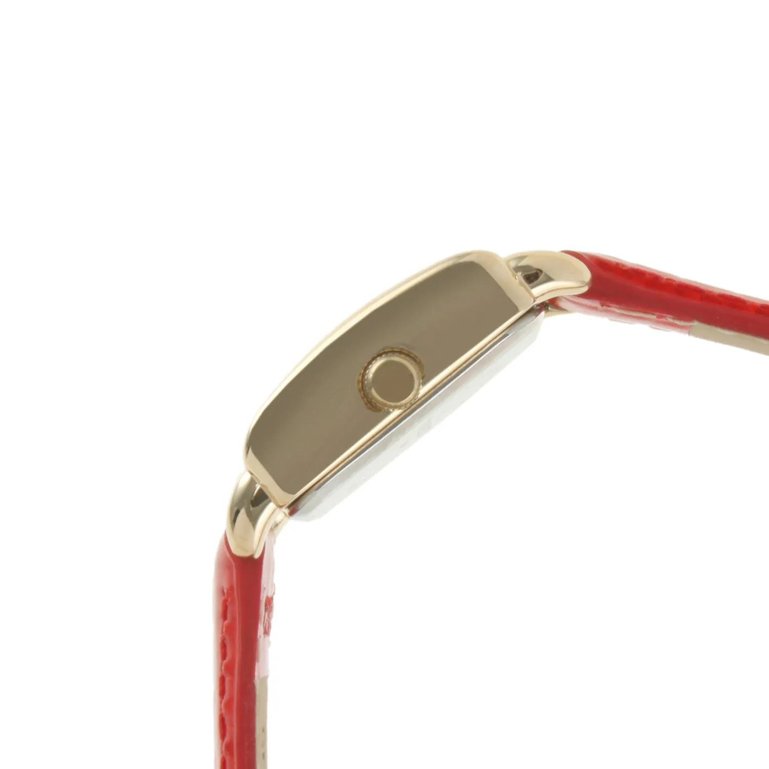 Women's 20mm Square Watch with Glossy Red Leather Strap