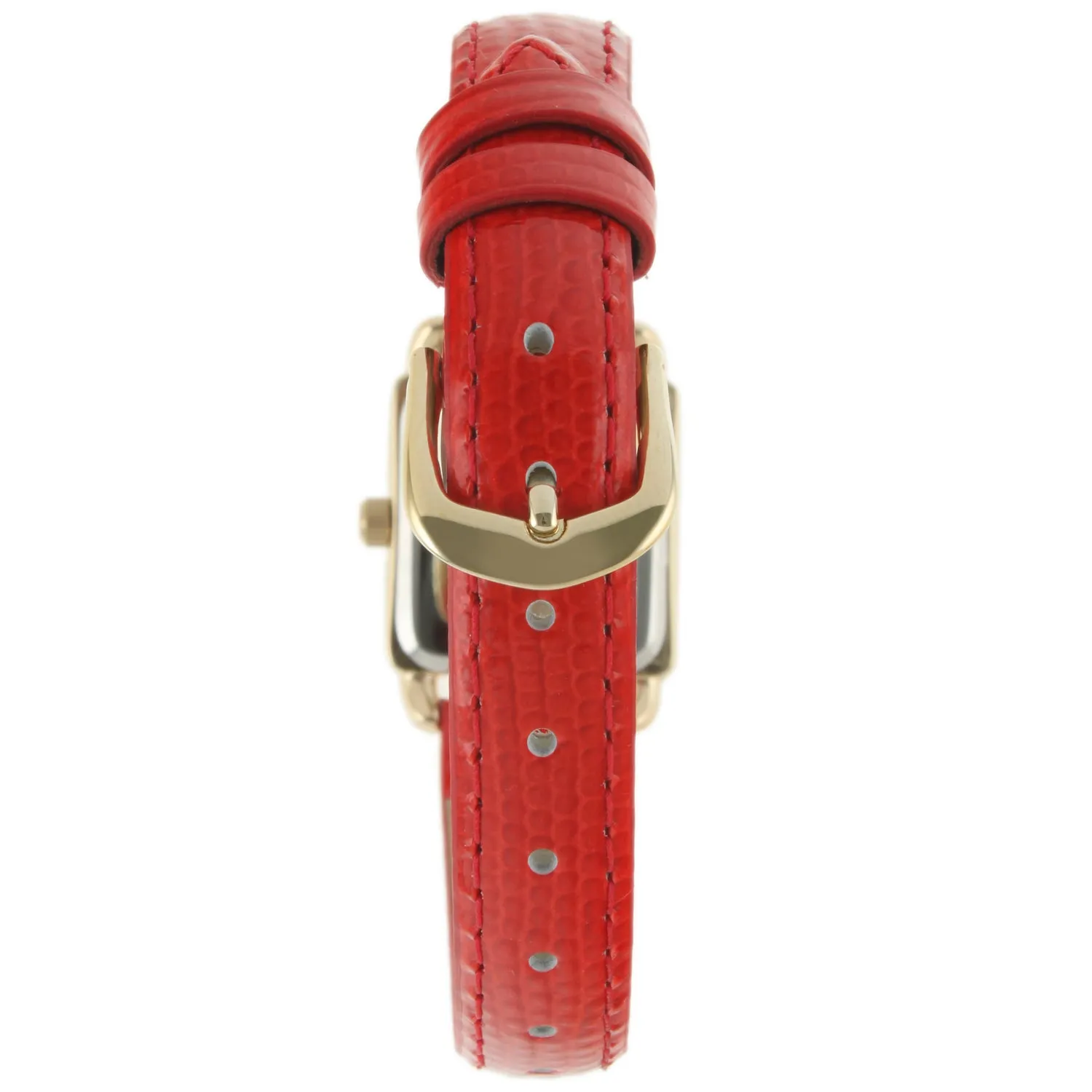 Women's 20mm Square Watch with Glossy Red Leather Strap