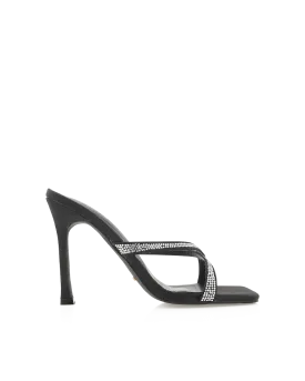 YASIN - BLACK SATIN-DIAMANTE
