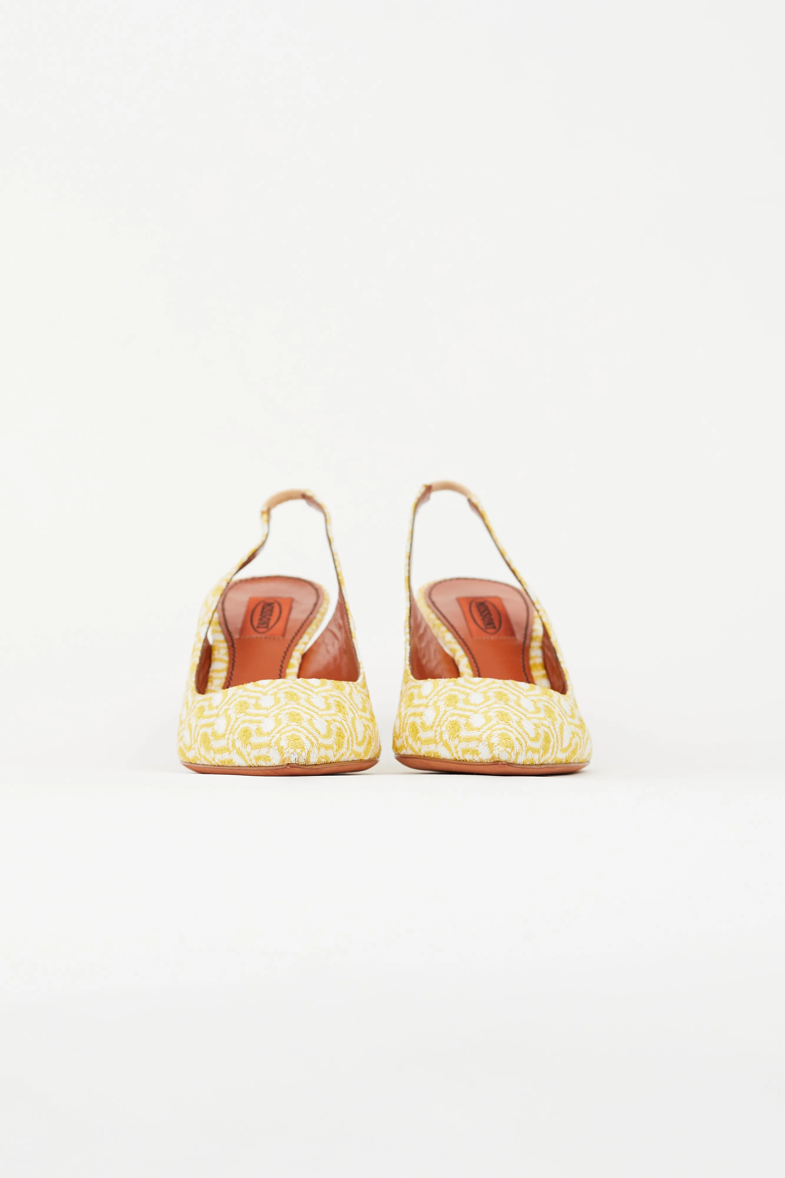Yellow & White Knit Slingback Heel