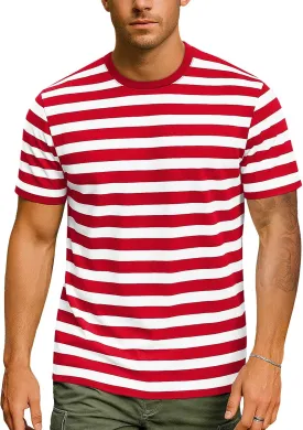 Zengjo Mens Striped Shirt Short Sleeve T-Shirts